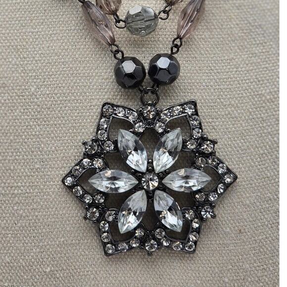 Art Deco Style Statement Necklace | Crystal Starburst Pendant - Picture 3 of 12